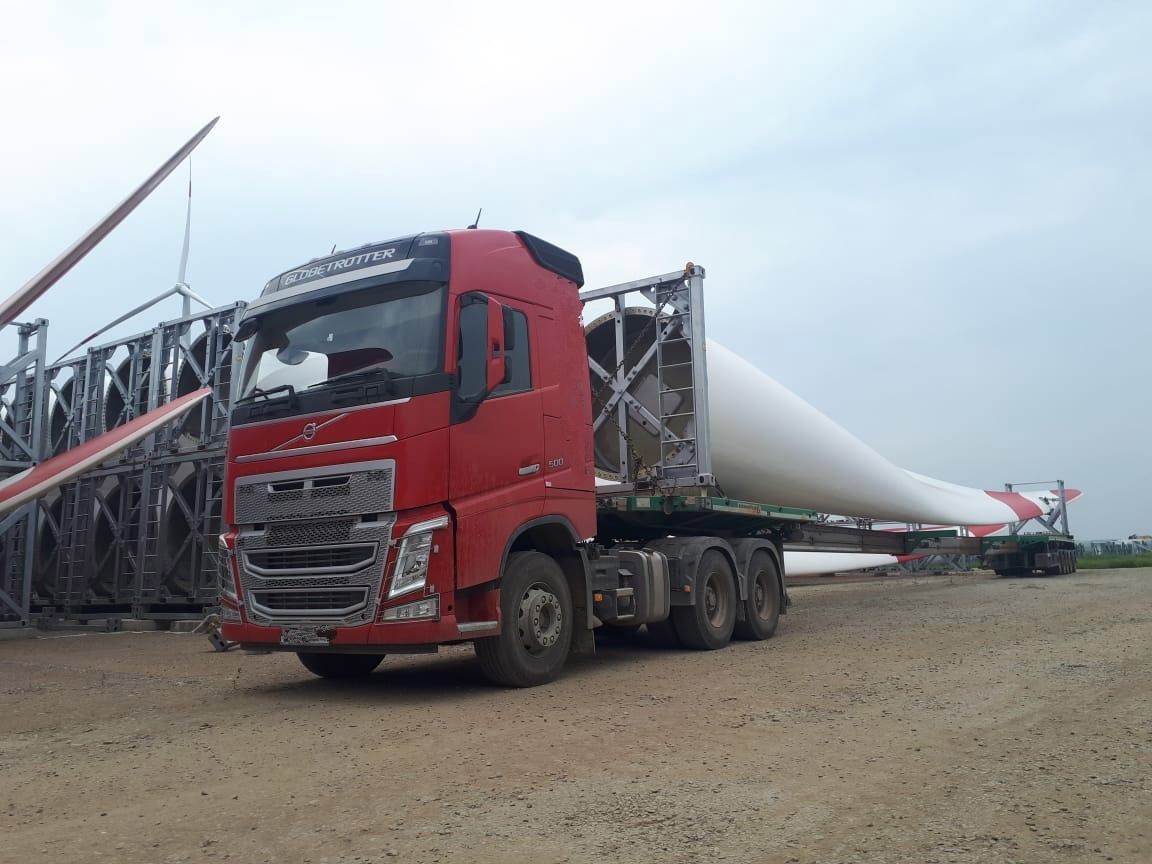 transporting blades for a wind farm